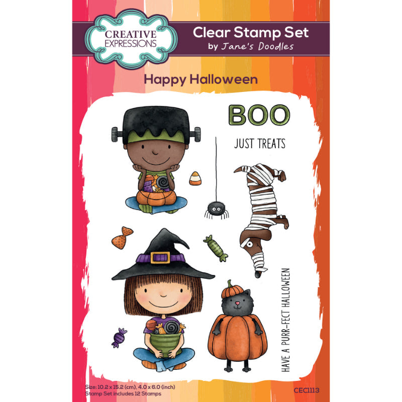 Creative Expressions Jane's Doodles Happy Halloween 4 in x 6 in  Clear Stamp Set-1