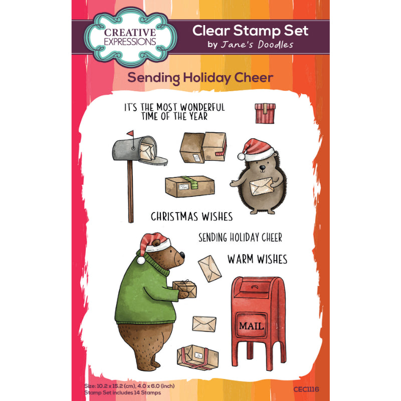 Creative Expressions Jane's Doodles Holiday Cheer 6 in x 8 in Clear Stamp Set-1