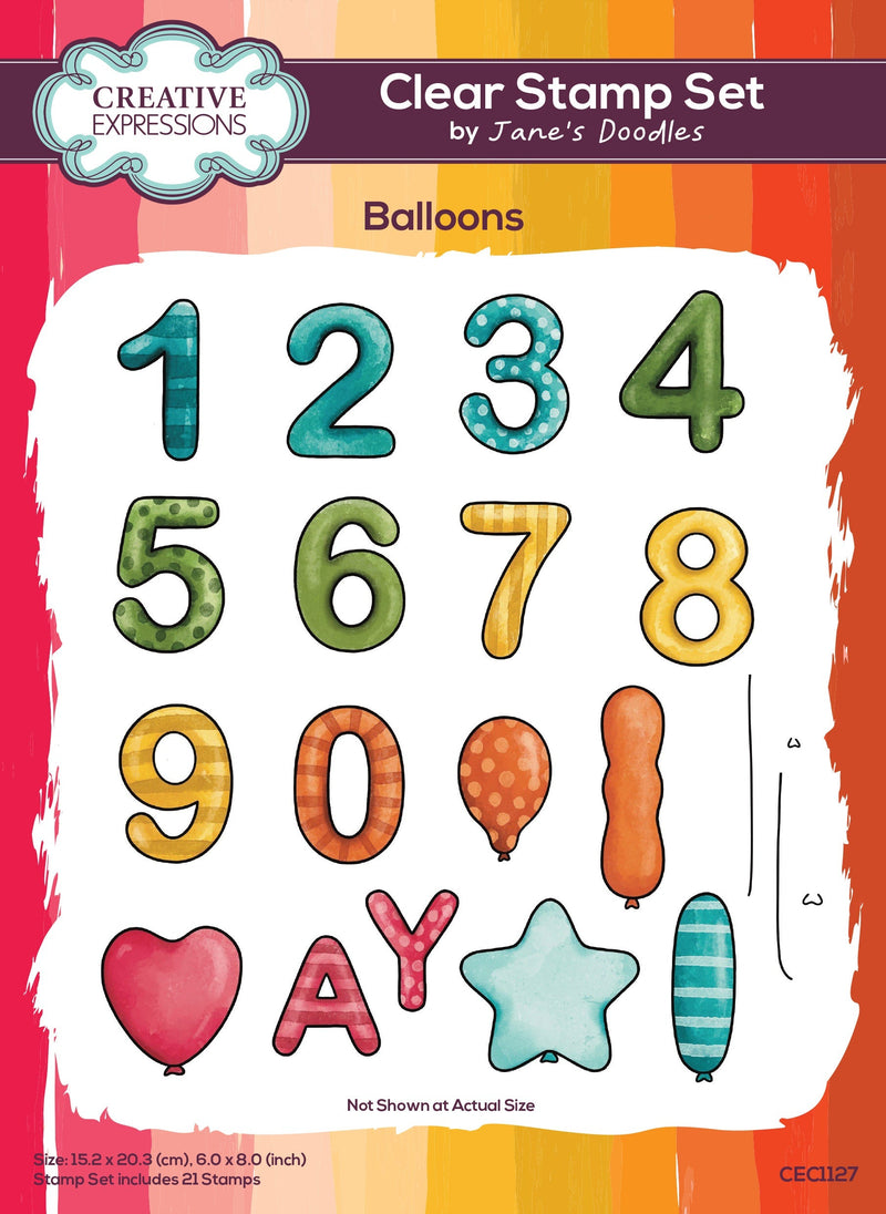 Creative Expressions Jane's Doodles Balloons 6 in x 8 in Clear Stamp Set-1
