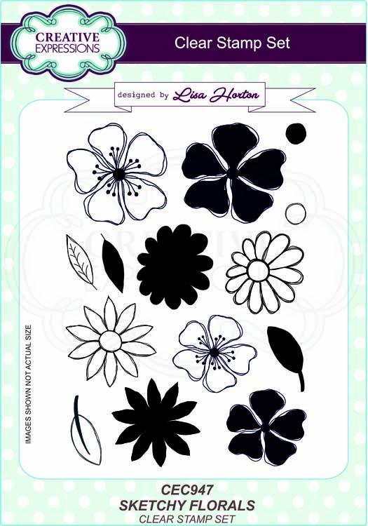 Sketchy Florals A5 Clear Stamp Set-1