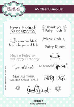 Creative Expressions Fairy Sentiments A5 Clear Stamp Set-1