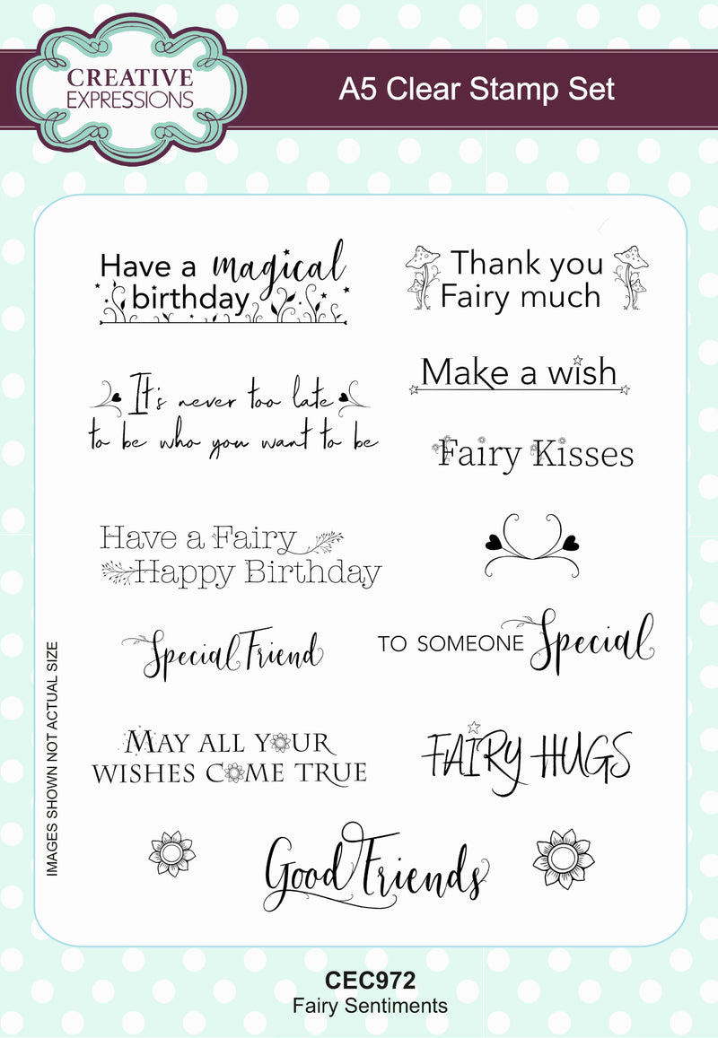 Creative Expressions Fairy Sentiments A5 Clear Stamp Set-1