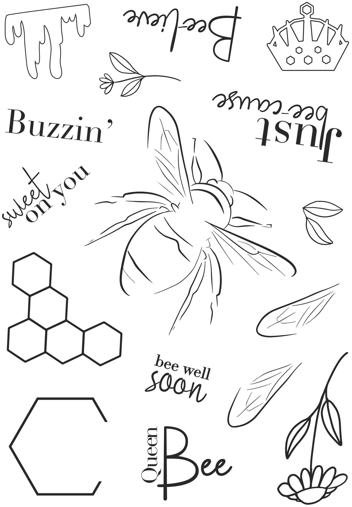 Creative Expressions Bonnita Moaby Queen Bee A5 Clear Stamp Set-4