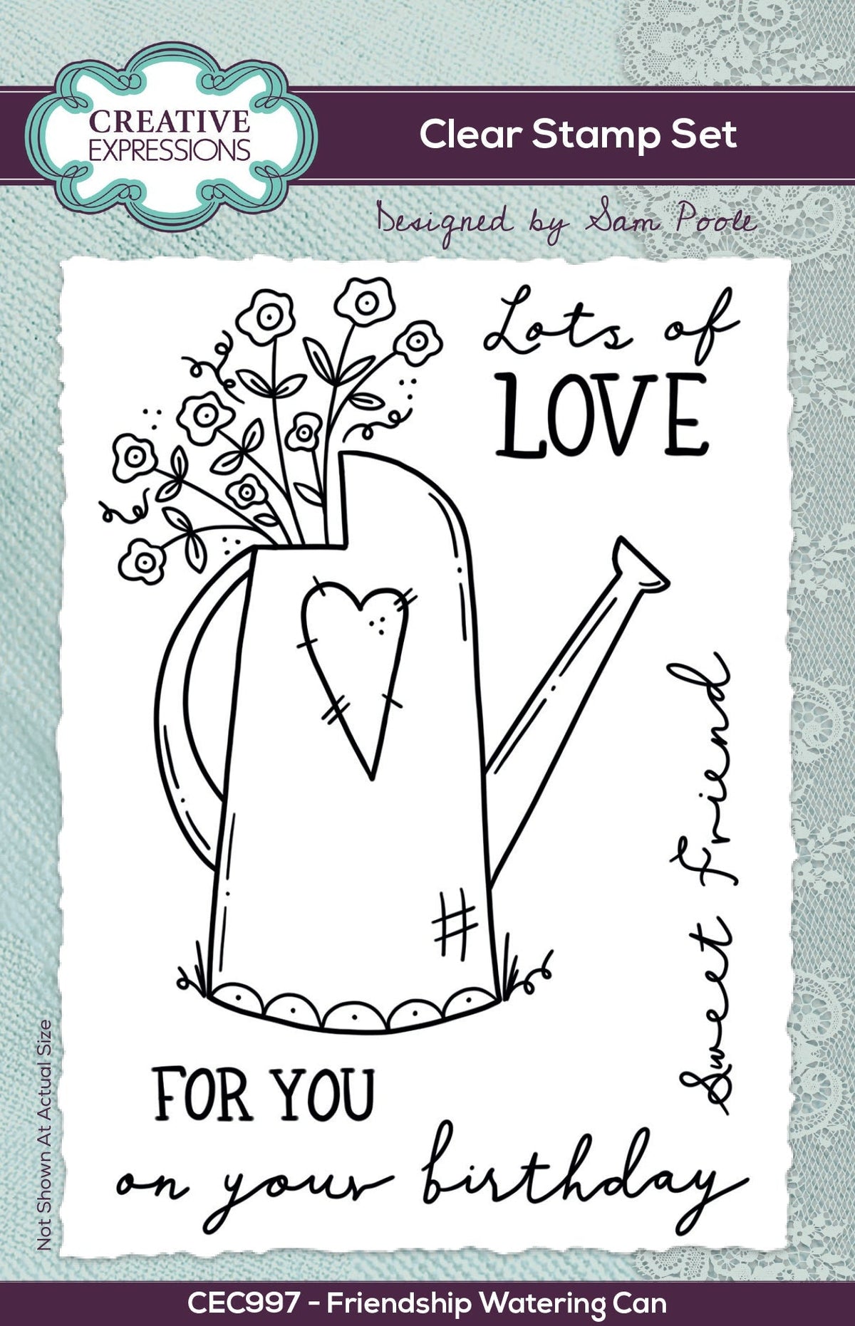 Creative Expressions Sam Poole Friendship Watering Can 6 in x 4 in Clear Stamp Set-1