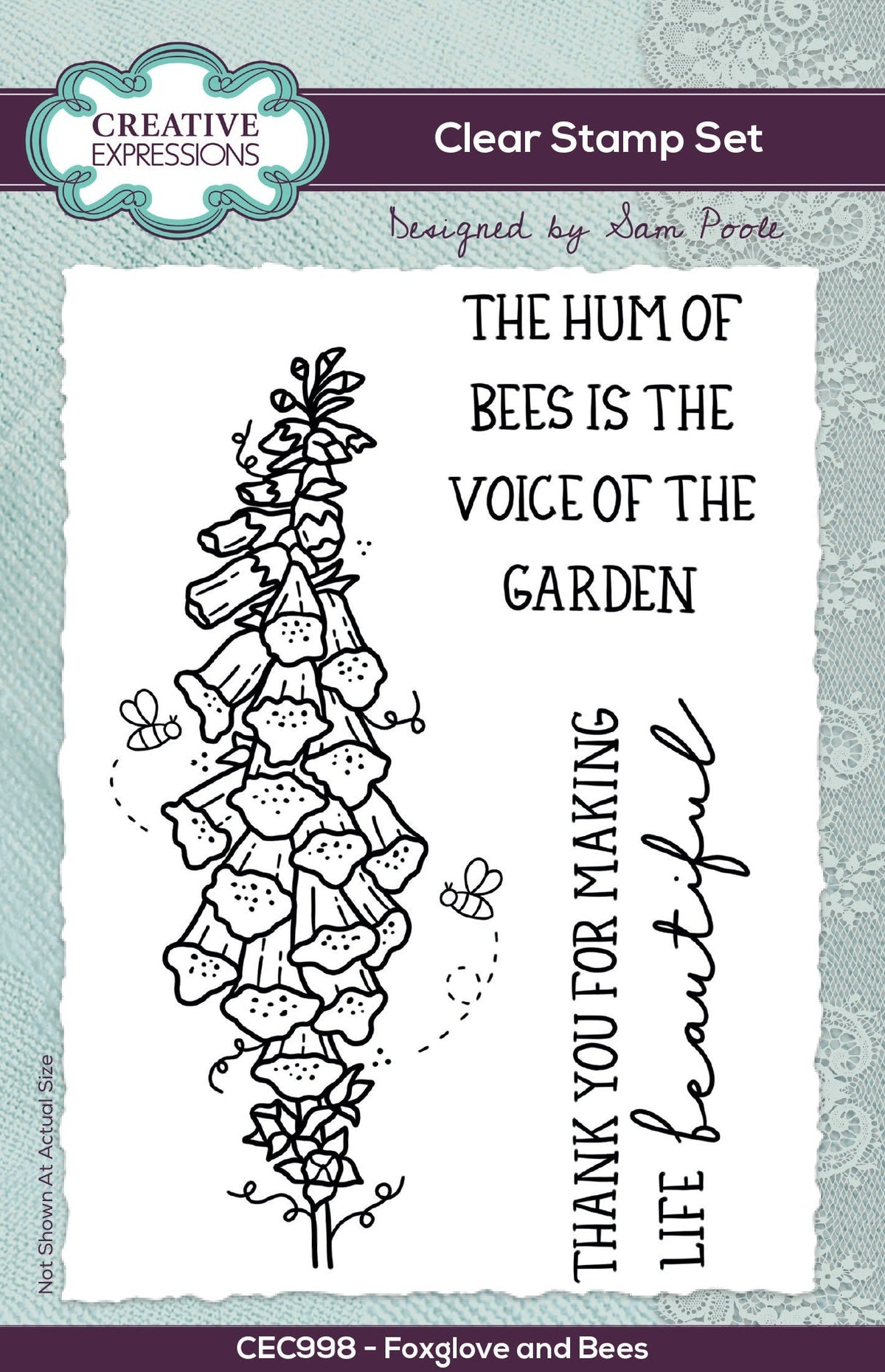 Creative Expressions Sam Poole Foxglove and Bees 6 in x 4 in Clear Stamp Set-1