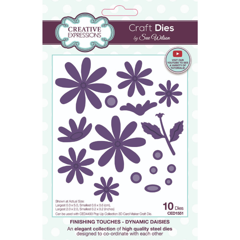 Troquel para manualidades Dynamic Daisies de la colección Finishing Touches de Creative Expressions Sue Wilson-1