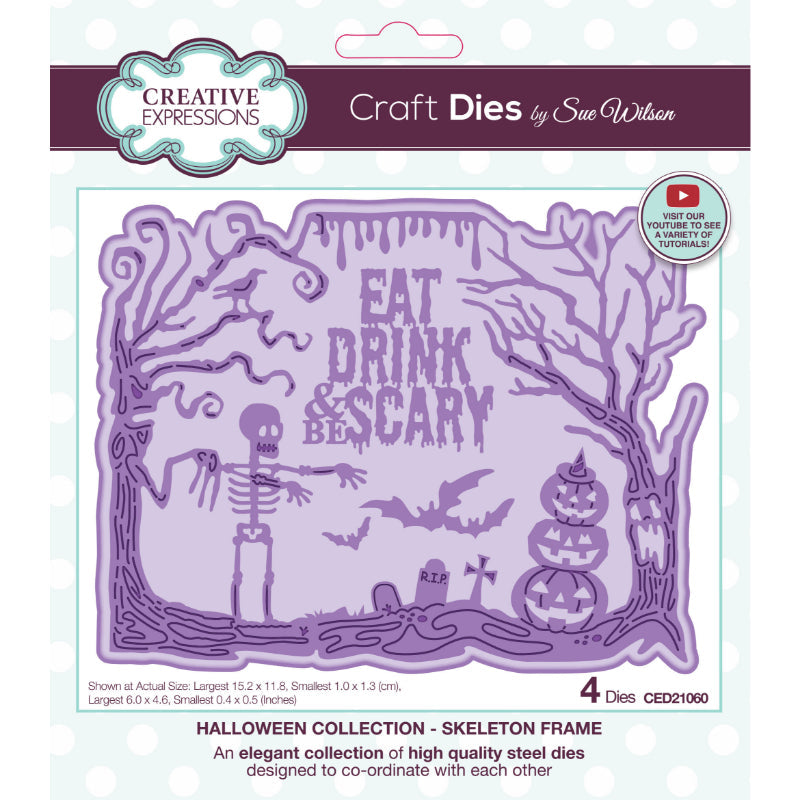 Creative Expressions Sue Wilson Halloween Skeleton Frame Craft Die-1