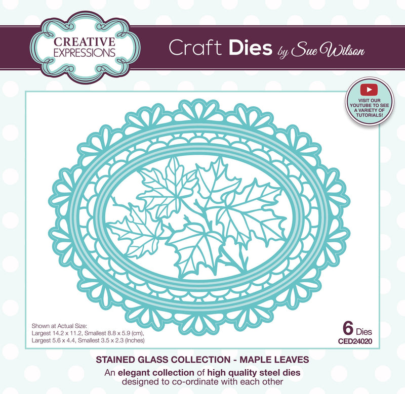 Matrice de découpe Creative Expressions Sue Wilson Stained Glass Maple Leaves-1