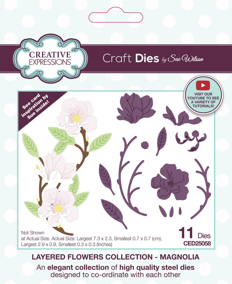 Troquel para manualidades Magnolia de la colección Layered Flowers de Creative Expressions Sue Wilson-1