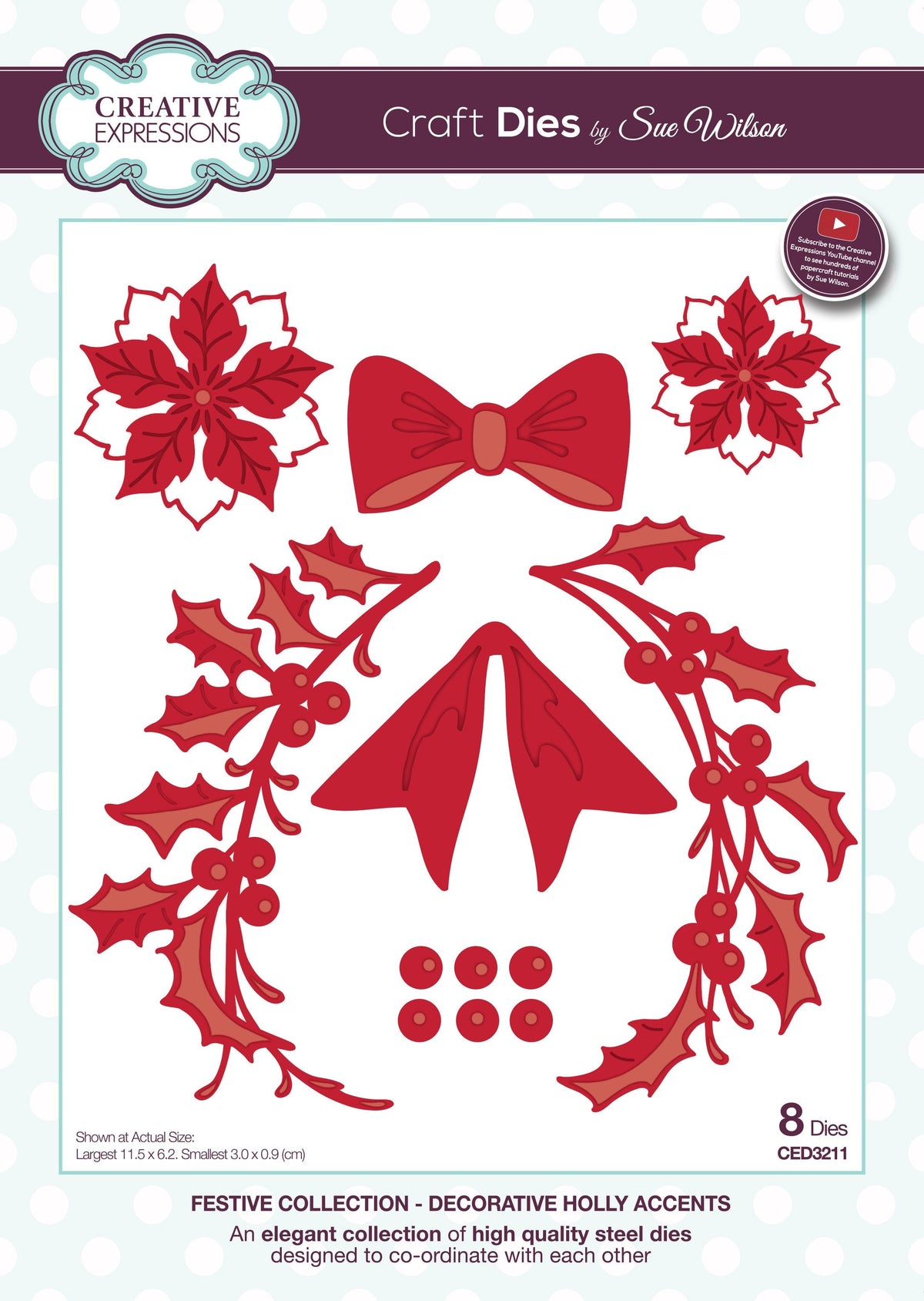 Dies by Sue Wilson Festive Flower, Sprig and Bow-1