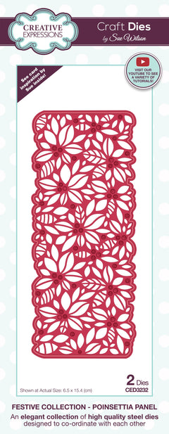 Creative Expressions Sue Wilson Festive Poinsettia Panel Craft Die-1