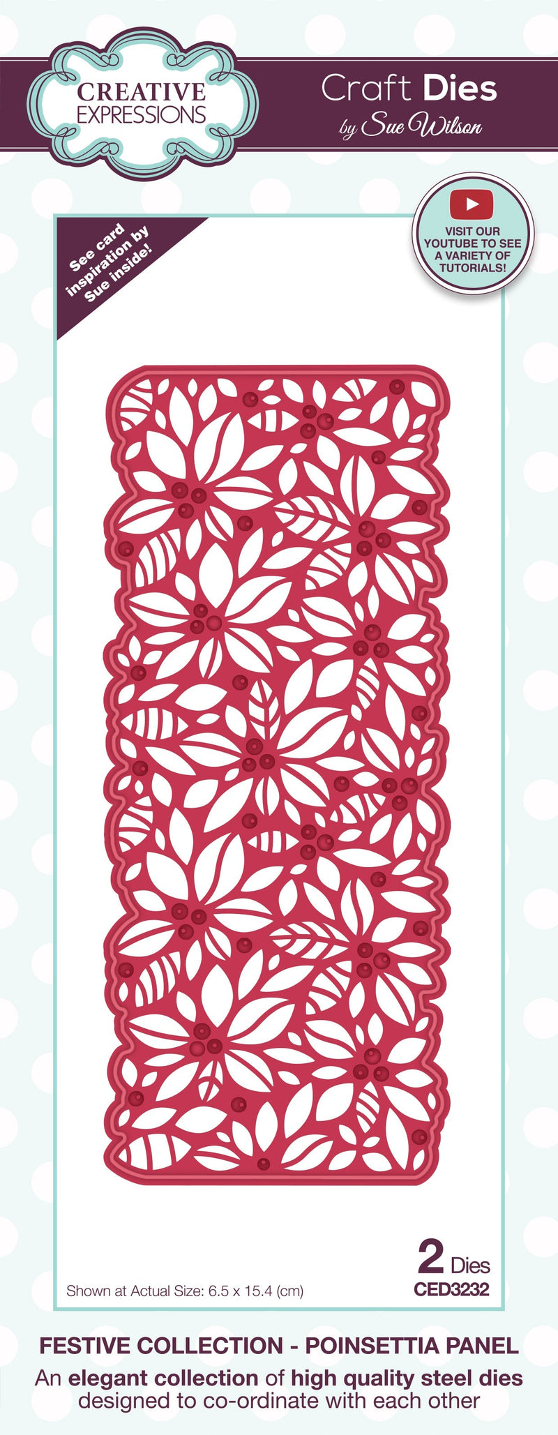 Creative Expressions Sue Wilson Festive Poinsettia Panel Craft Die-1