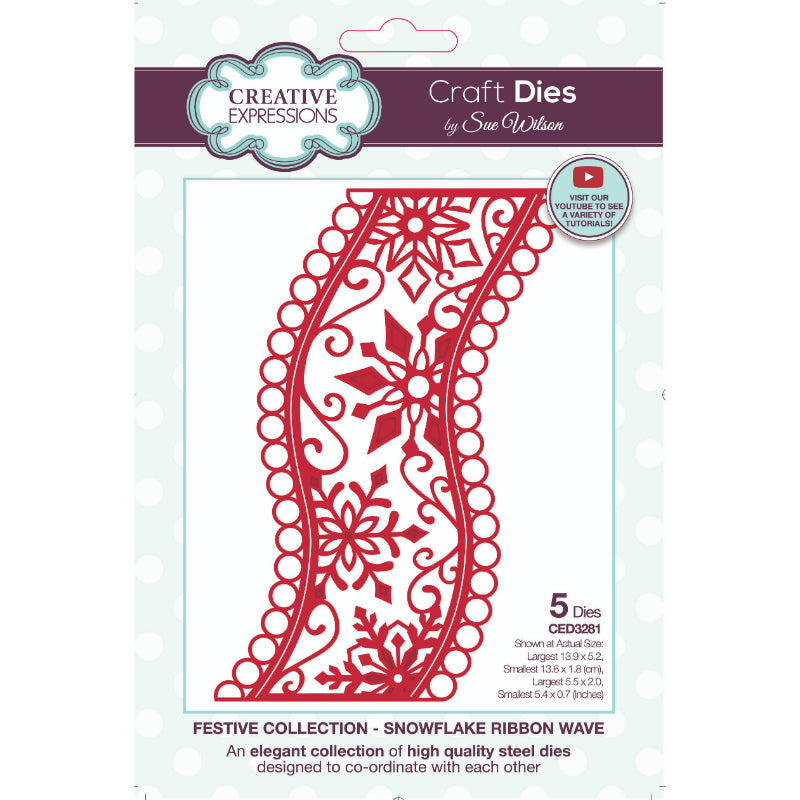 Creative Expressions Sue Wilson Festive Snowflake Ribbon Wave Craft Die-1