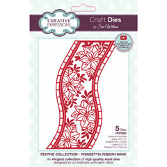Matrices de découpe Creative Expressions Sue Wilson Festive Poinsettia Ribbon Wave-1