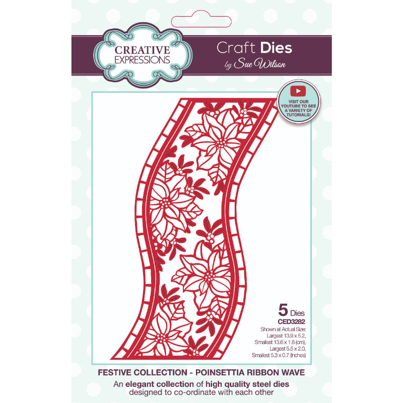 Matrices de découpe Creative Expressions Sue Wilson Festive Poinsettia Ribbon Wave-1