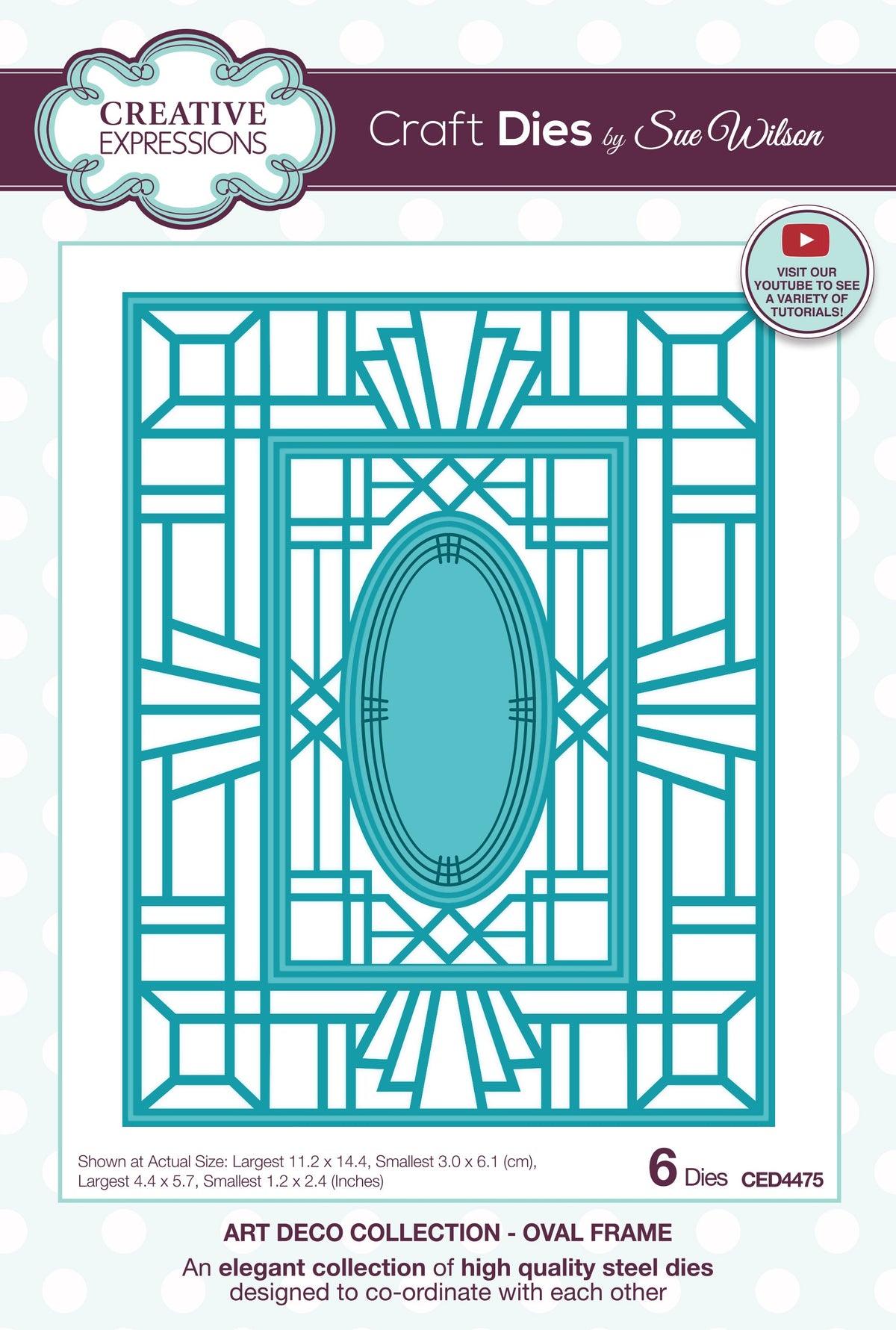 Creative Expressions Sue Wilson Art Deco Collection Oval Frame Craft Die-1