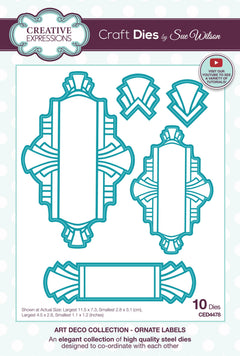 Matrices de découpe Étiquettes Ornate Collection Art Déco Creative Expressions Sue Wilson-1