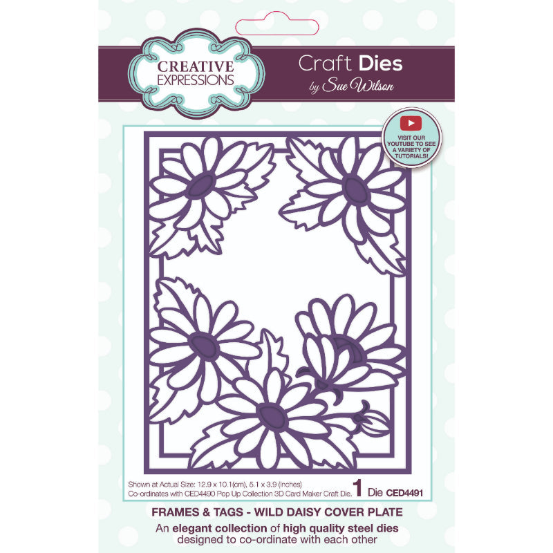 Creative Expressions Sue Wilson Frames & Tags Wild Daisy Cover Plate Craft Die-1