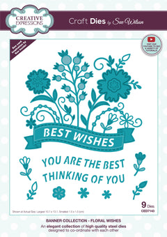 Creative Expressions Sue Wilson Floral Wishes Banner Craft Die-1