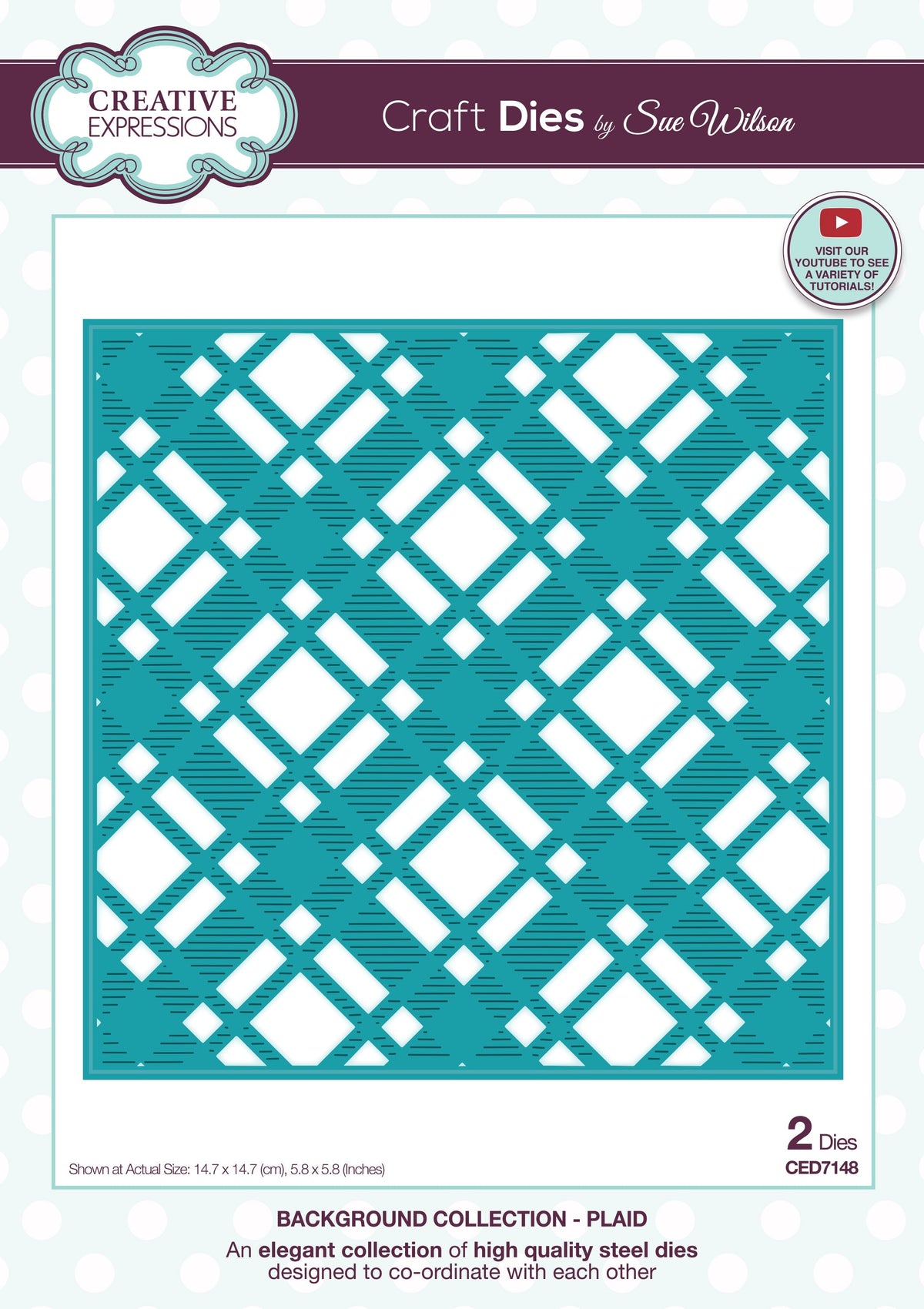 Creative Expressions Sue Wilson Background Plaid Craft Die-1