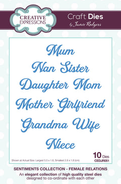 Creative Expressions Jamie Rodgers Sentiments Collection Female Relations Craft Die-1