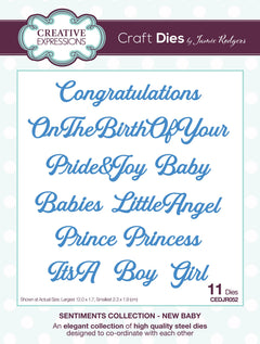 Creative Expressions Jamie Rodgers Sentiments Collection New Baby Craft Die-1