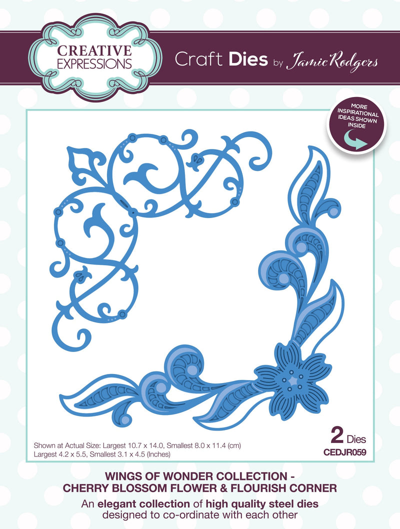 Creative Expressions Jamie Rodgers Cherry Blossom Flower & Flourish Corner Craft Die-1