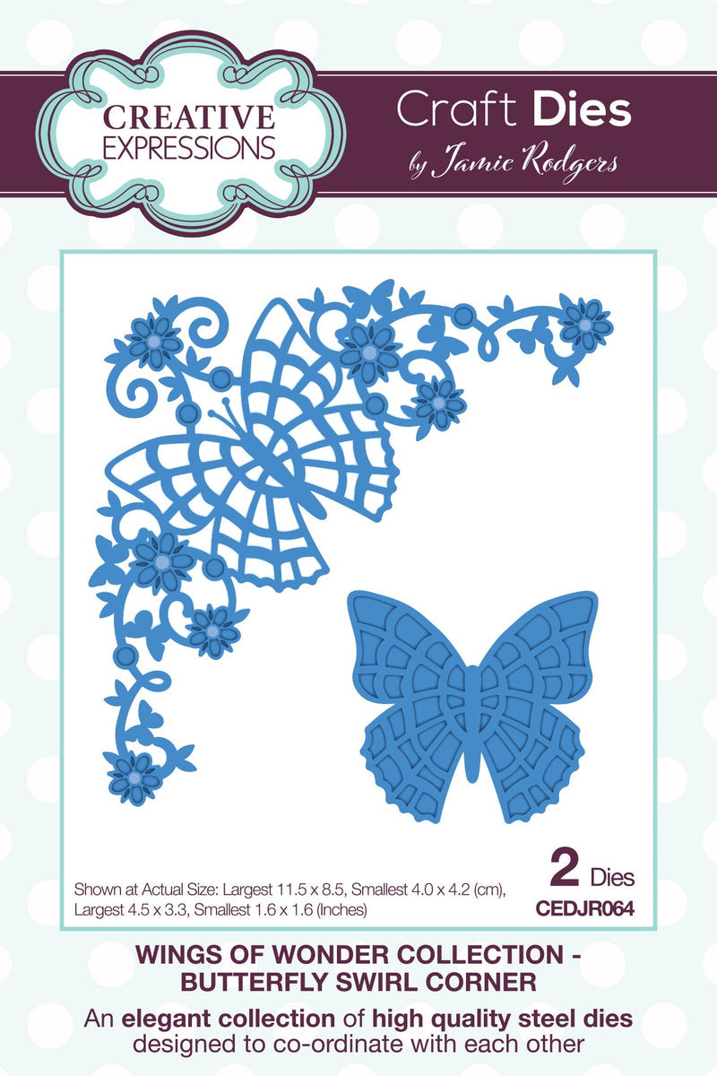 Creative Expressions Jamie Rodgers Butterfly Swirl Corner Craft Die-1