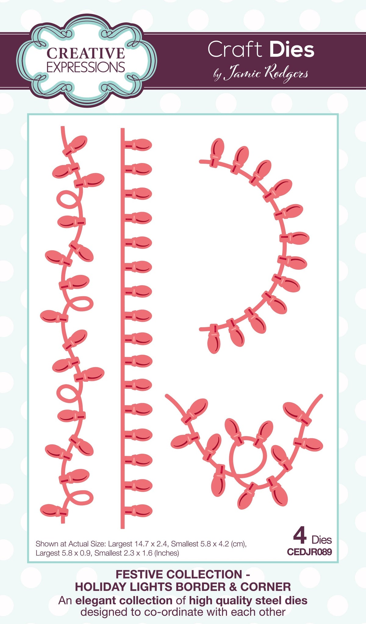 Creative Expressions Jamie Rodgers Holiday Lights Border & Corner Craft Die-1