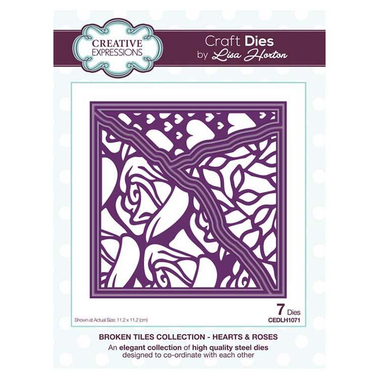 Creative Expressions Broken Tiles Collection Hearts & Roses Craft Die-1