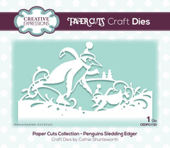 Creative Expressions Paper Cuts Edger Penguins Sledding Craft Die-1
