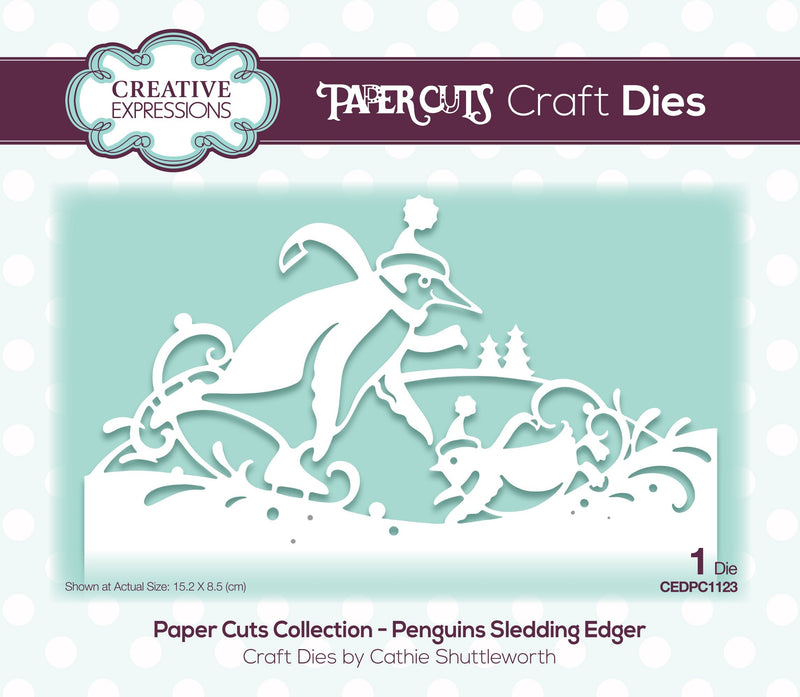 Creative Expressions Paper Cuts Edger Penguins Sledding Craft Die-1