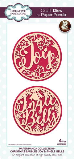 Paper Panda Christmas Baubles Joy & Jingles Bells Craft Die-1