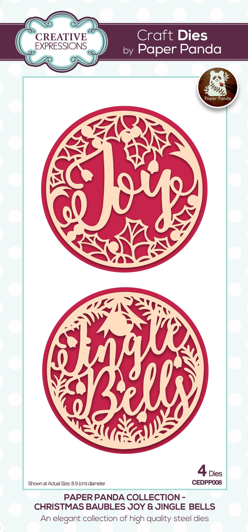 Paper Panda Christmas Baubles Joy & Jingles Bells Craft Die-1