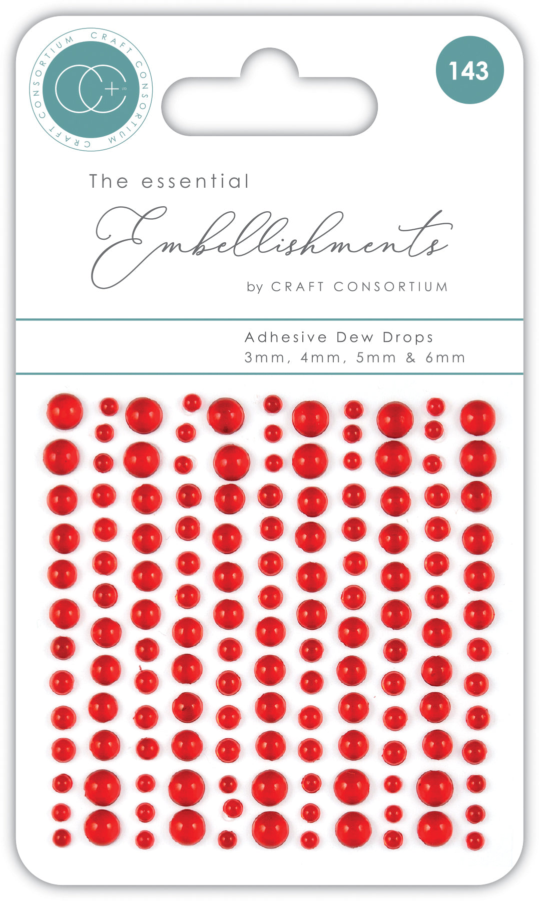 Craft Consortium Adhesive Dew Drops - Red-1