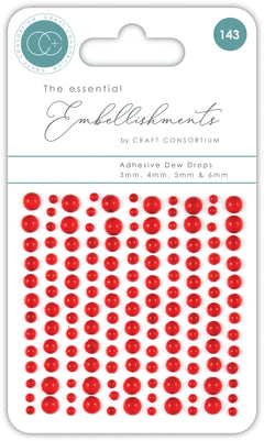 Craft Consortium Adhesive Dew Drops - Red-1