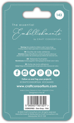 Craft Consortium Adhesive Dew Drops - Pink-3