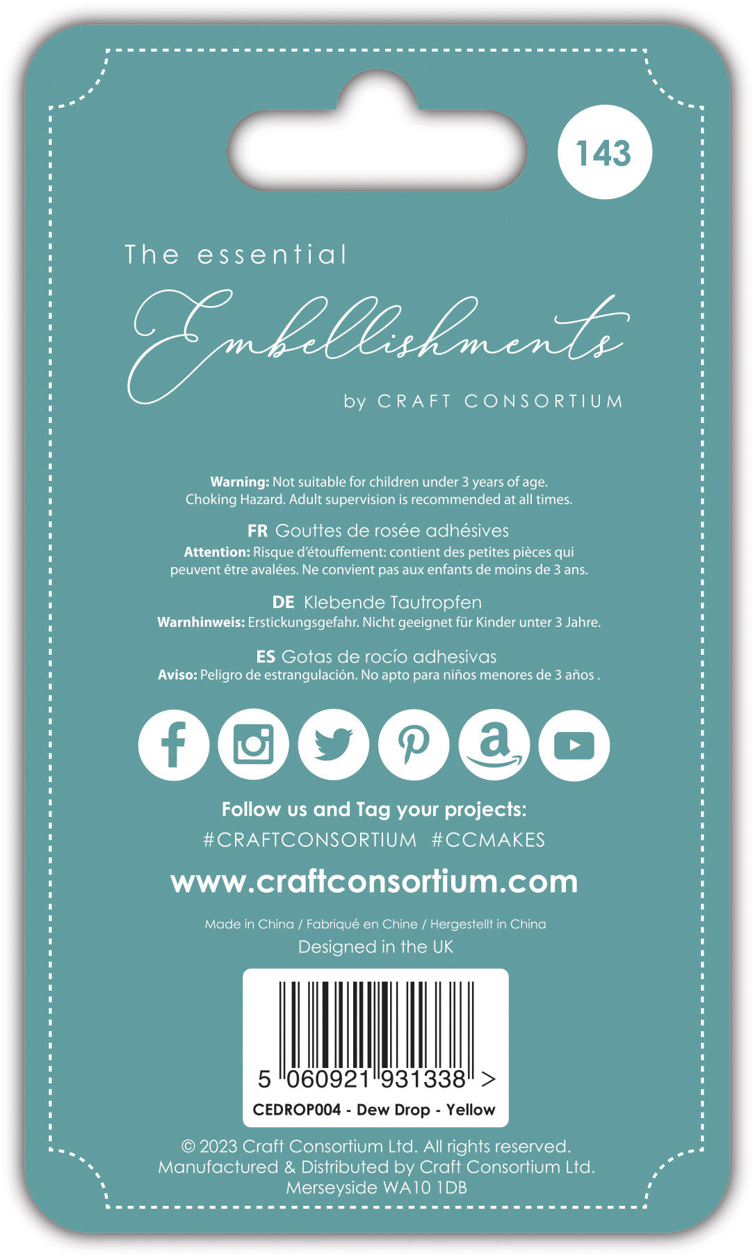 Craft Consortium Adhesive Dew Drops - Yellow-3