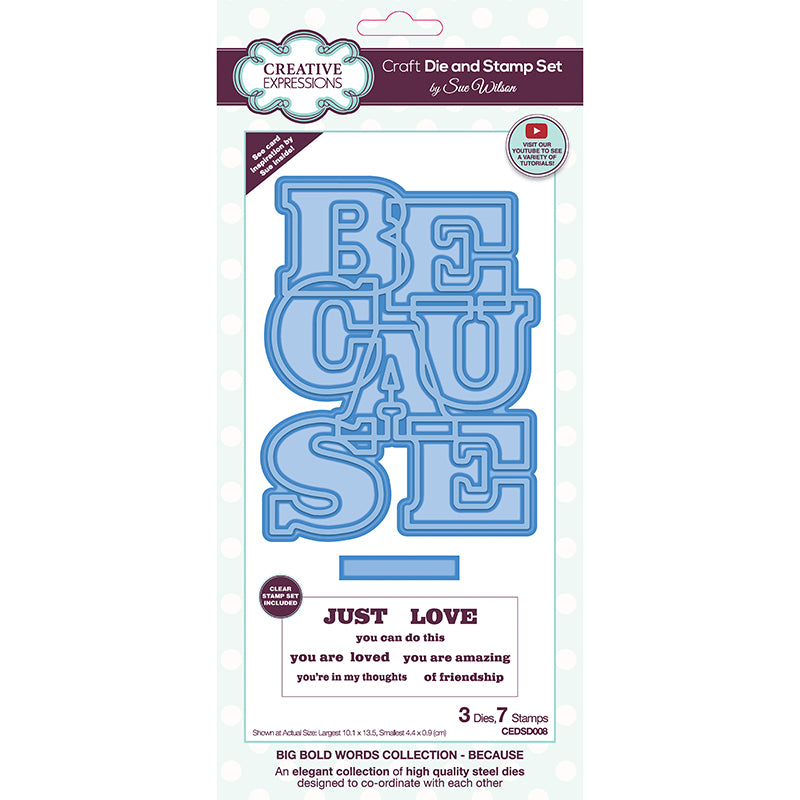 Sue Wilson Big Bold Words Because Craft Die & Stamp Set-1