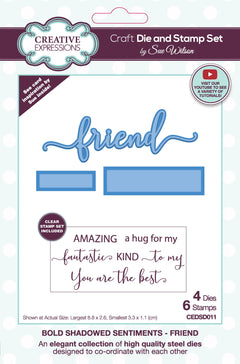 Creative Expressions Sue Wilson Bold Shadowed Sentiments Friend Craft Die and Stamp Set-1