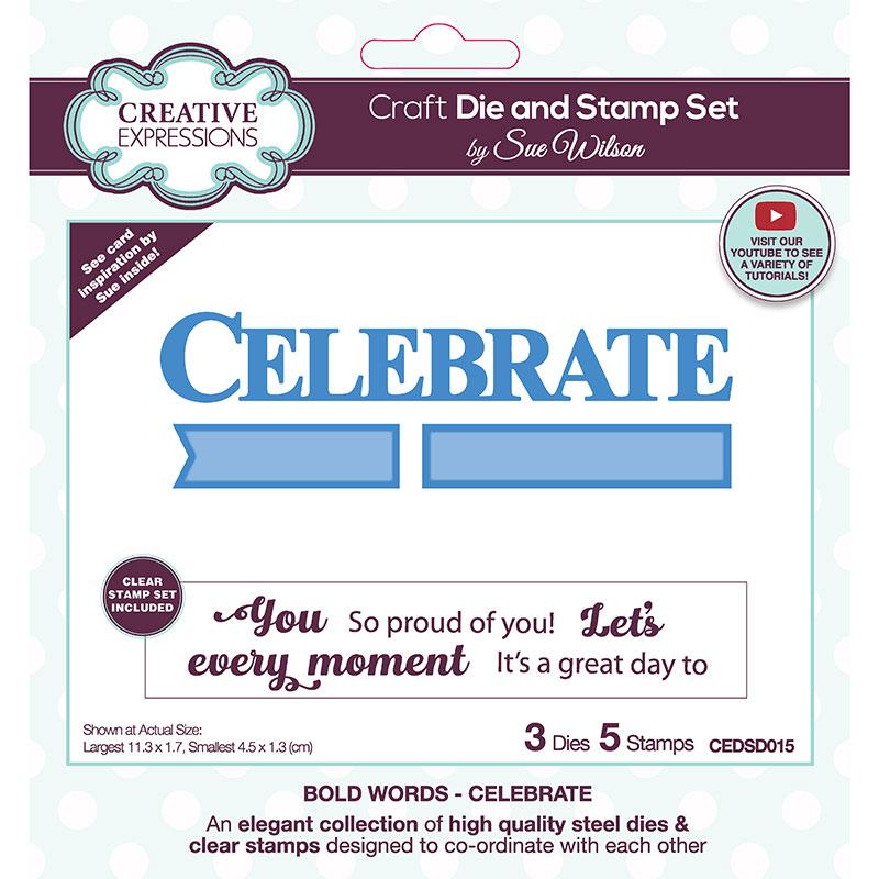 Creative Expressions Sue Wilson Celebrate Craft Die & Stamp Set-1