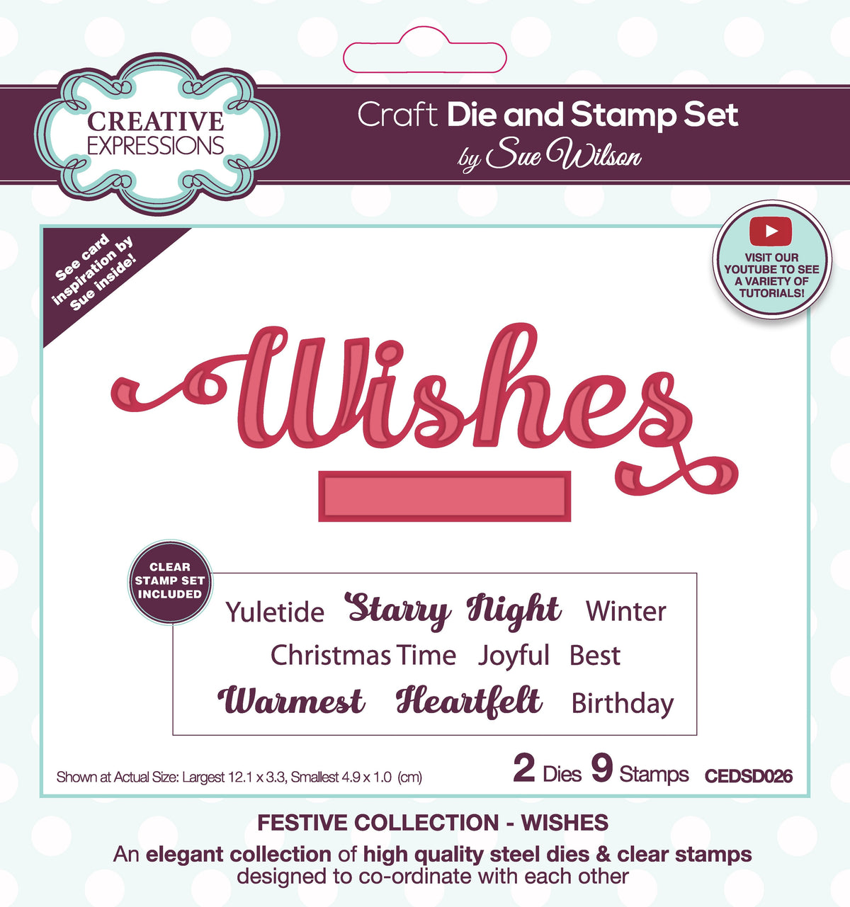 Creative Expressions Sue Wilson Wishes Craft Die & Stamp Set-1