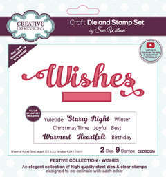 Creative Expressions Sue Wilson Wishes Craft Die & Stamp Set-1