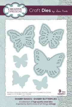 Creative Expressions Sam Poole Shabby Basics Shabby Butterflies Craft Die-1