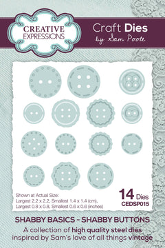 Creative Expressions Sam Poole Shabby Basics Shabby Buttons Craft Die-1