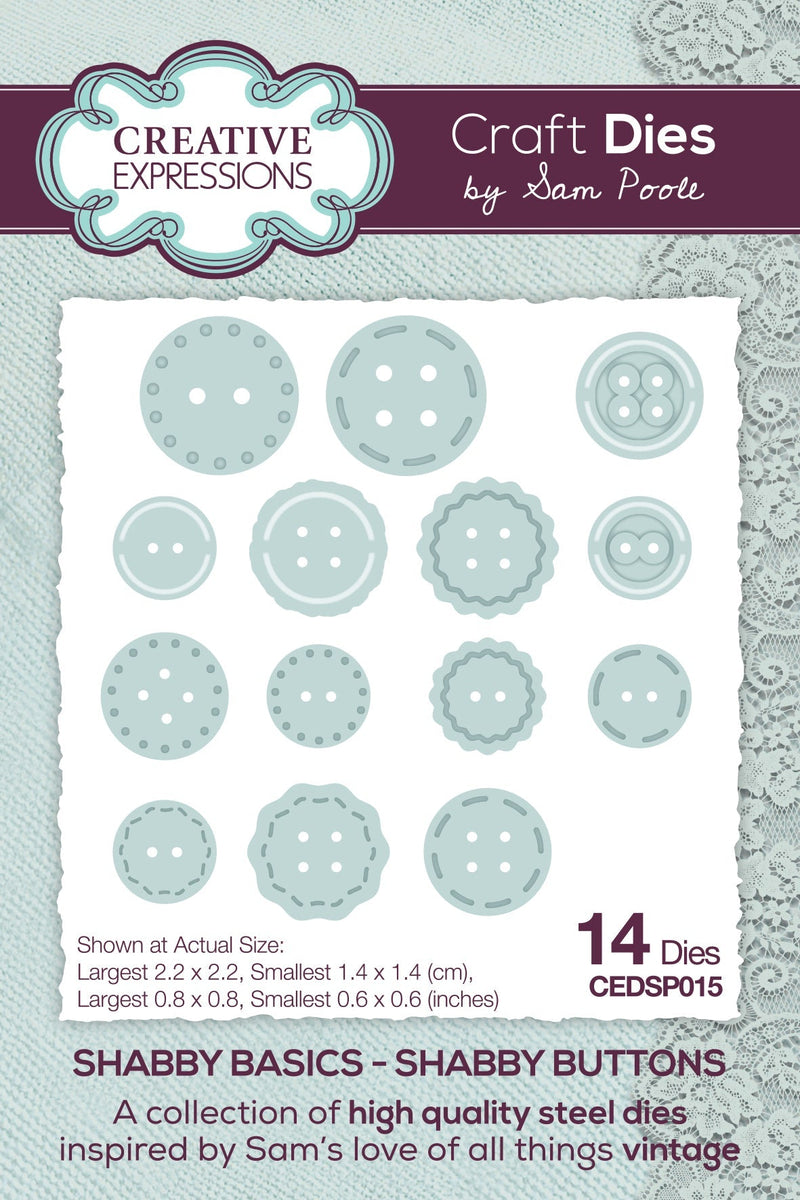 Creative Expressions Sam Poole Shabby Basics Shabby Buttons Craft Die-1