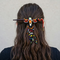Black Hummingbird Beaded Hair Stick-2