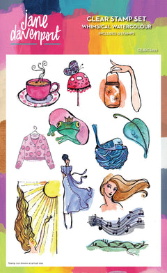 Creative Expressions Jane Davenport Whimsical Watercolour 6 in x 8 in Clear Stamp Set-1