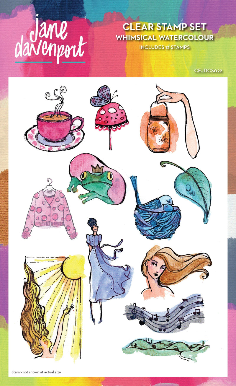 Creative Expressions Jane Davenport Whimsical Watercolour 6 in x 8 in Clear Stamp Set-1