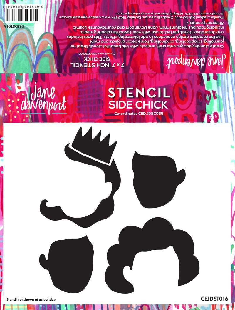 Creative Expressions Jane Davenport SideChick 7 in x 7 in Stencil-1